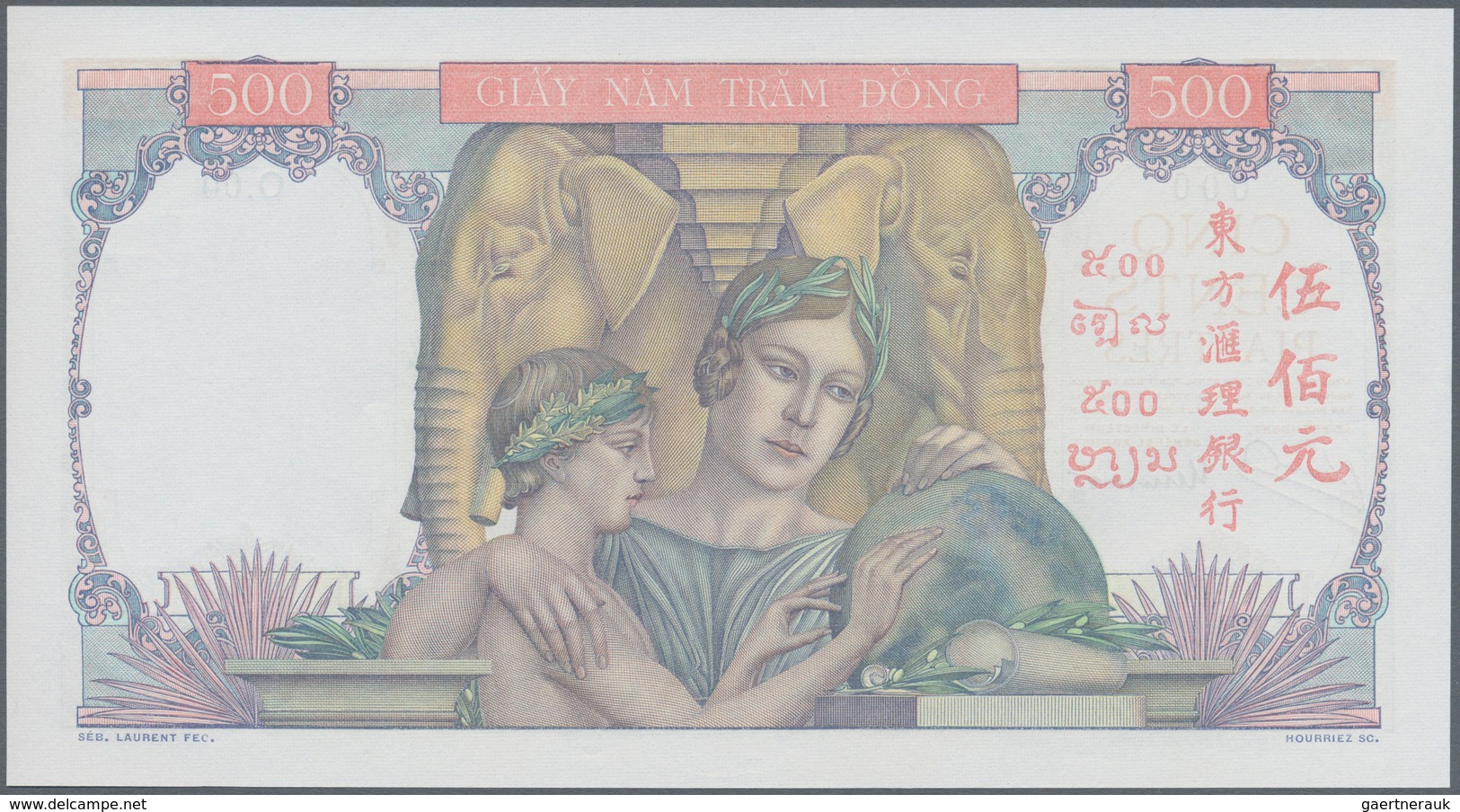 01545 French Indochina / Französisch Indochina: 500 Piastres ND P. 83p, Proof Print With Zero Serial Numbe - Indochina