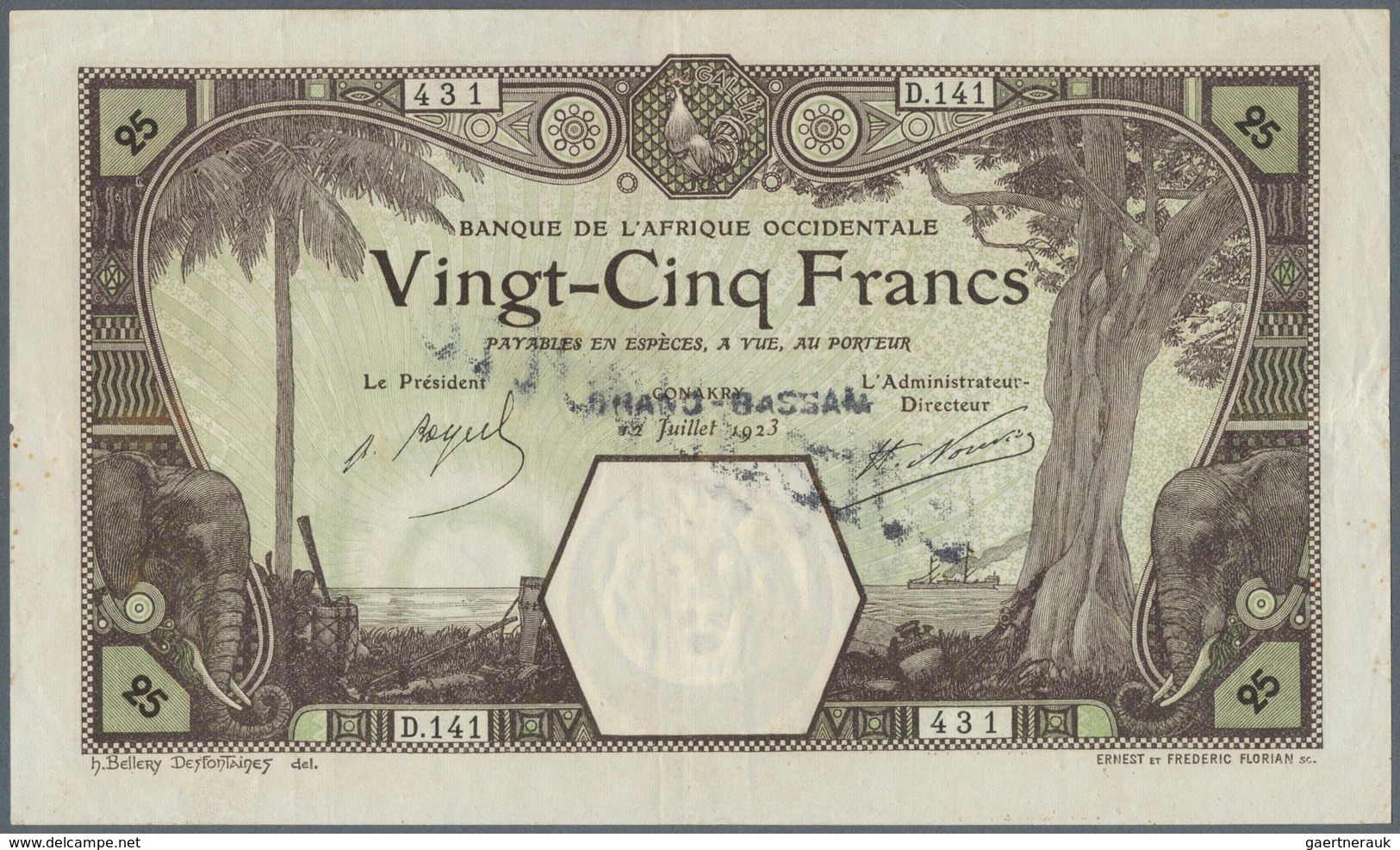 01557 French West Africa / Französisch Westafrika: Rare Issue 25 Francs 1923 DAKAR In Exceptional Conditoi - West African States