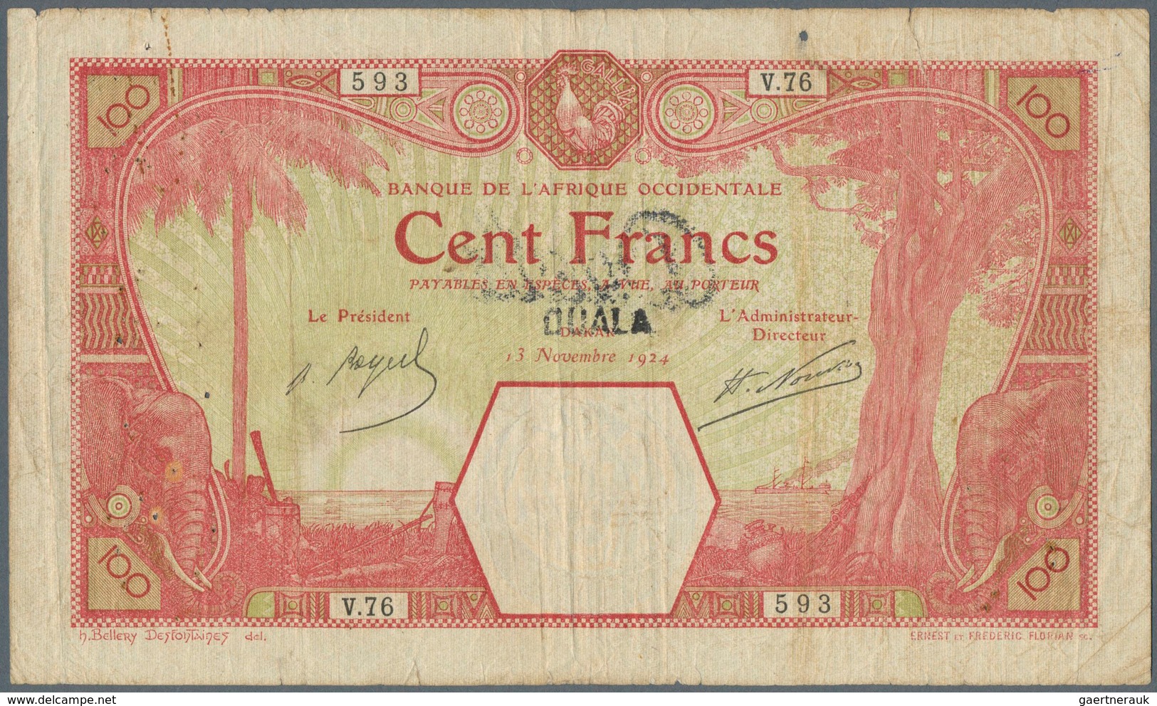 01586 French West Africa / Französisch Westafrika: Highly Rare Type That Is Not Yet Known In Pick, 100 Fra - West-Afrikaanse Staten