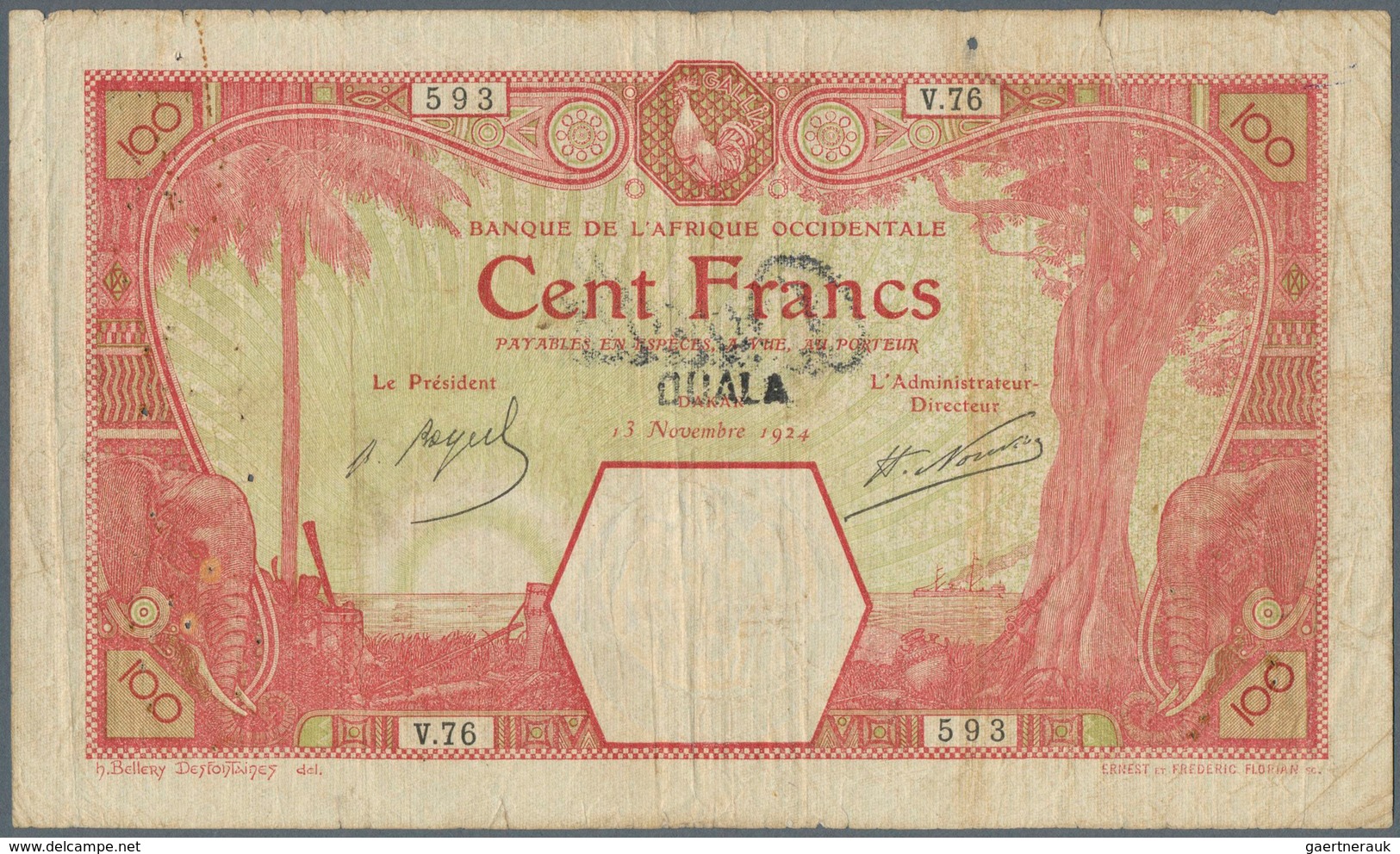 01586 French West Africa / Französisch Westafrika: Highly Rare Type That Is Not Yet Known In Pick, 100 Fra - Stati Dell'Africa Occidentale