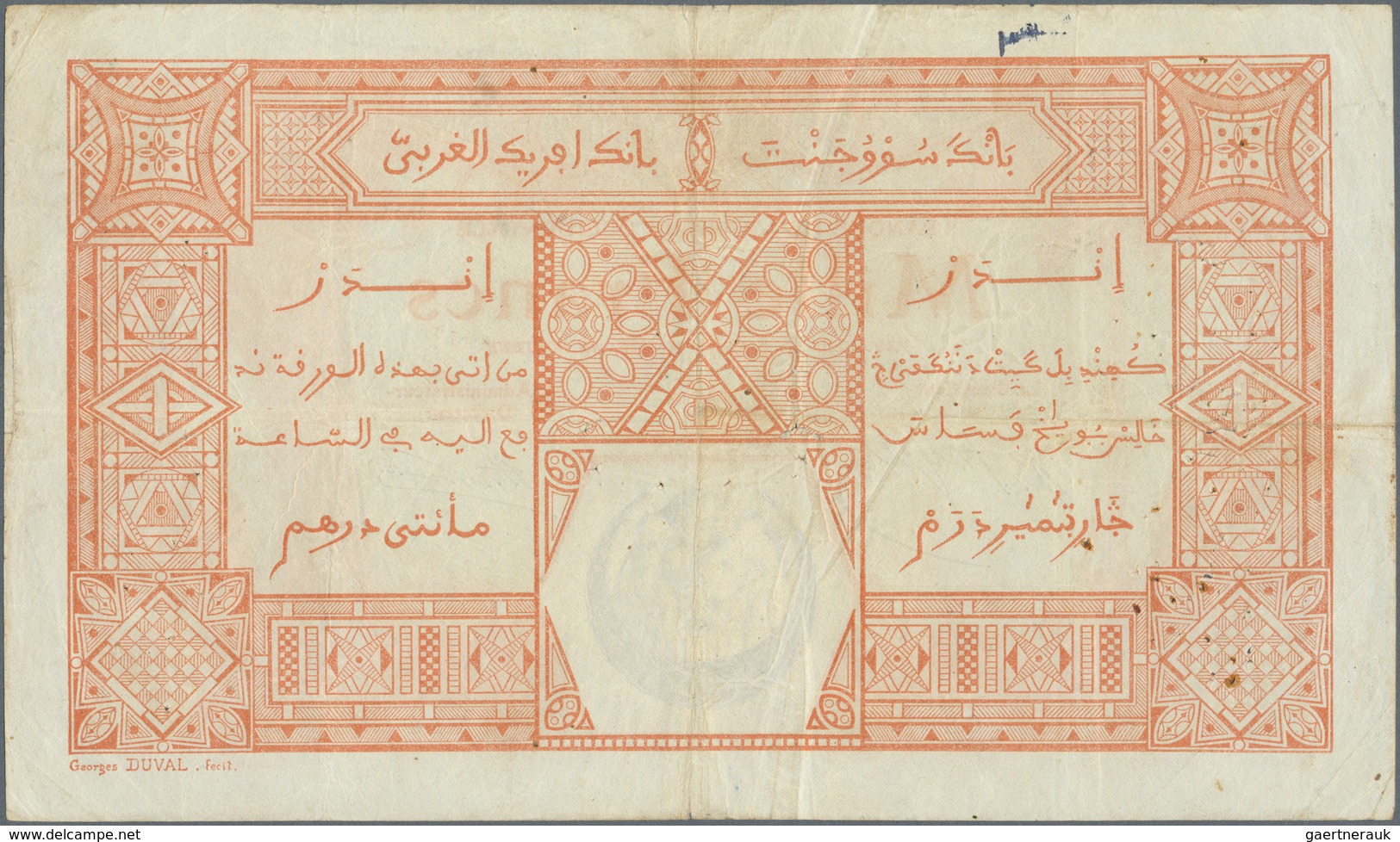 01594 French West Africa / Französisch Westafrika: 1000 Francs 1924 P. 15B, Very Rare Large Size Note, Use - West African States