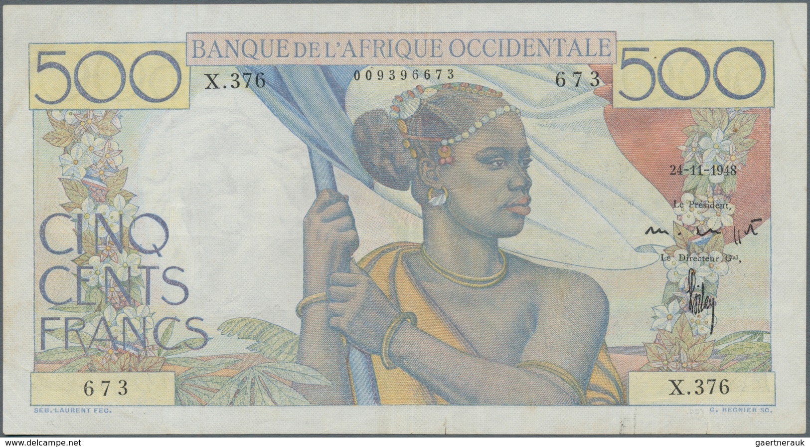 01596 French West Africa / Französisch Westafrika: 500 Francs 1948 P. 41, Getting More And More Rare On Th - Estados De Africa Occidental