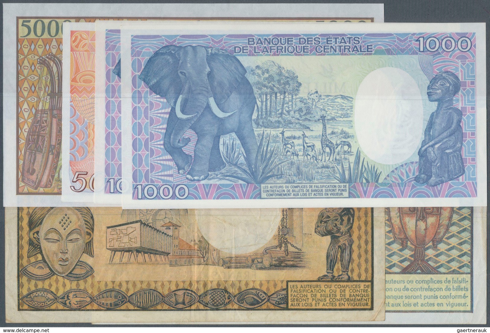 01599 Gabon / Gabun: Very Nice Set With 6 Banknotes Republique Gabonaise Comprising 5000 And 10.000 Francs - Gabon