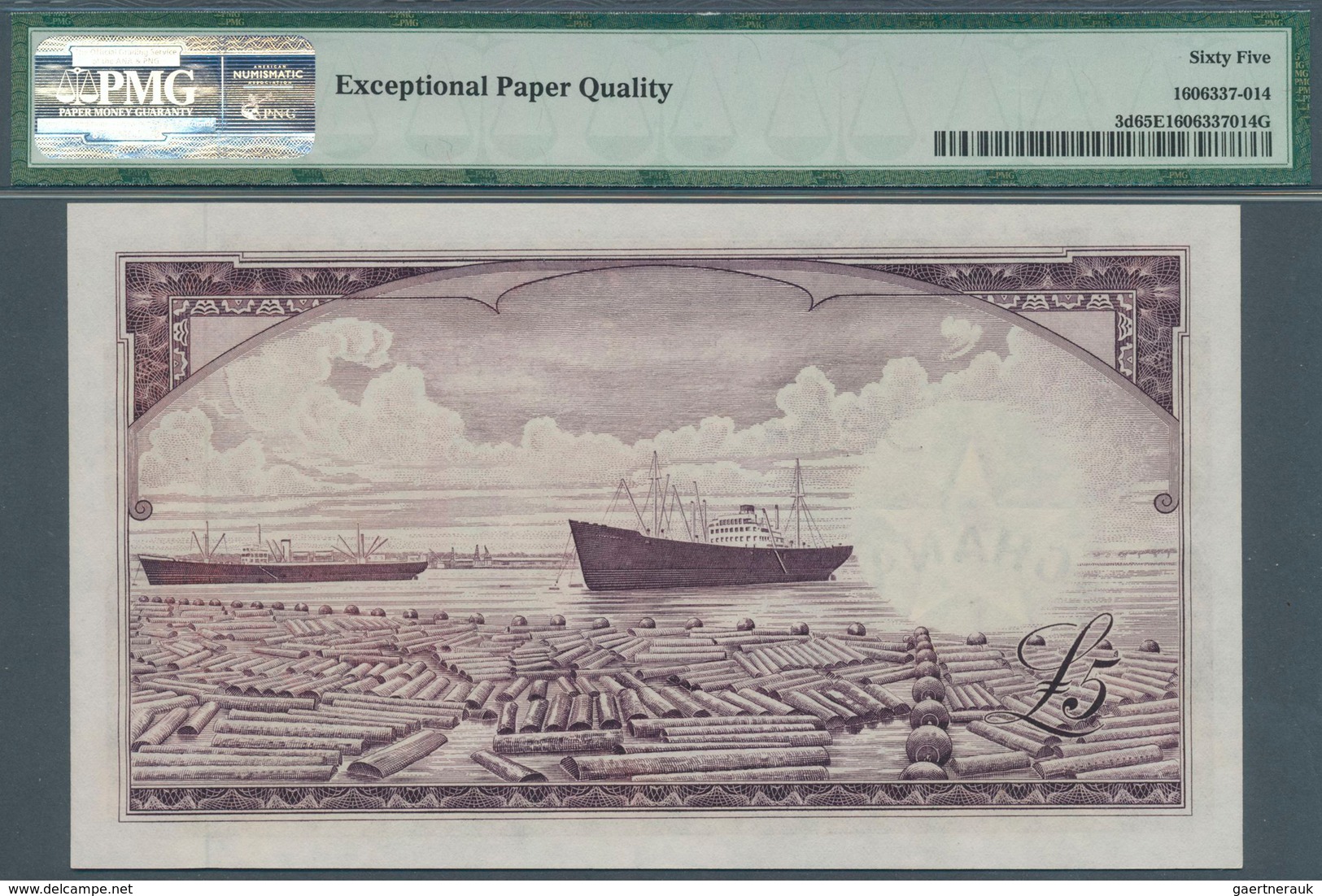 01603 Ghana: 5 Pounds 1962 P. 3d, In Condition: PMG Graded 65 Gem UNC EPQ. - Ghana