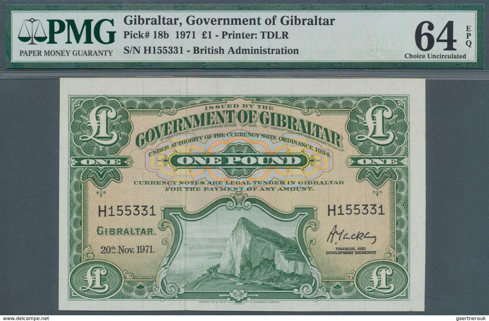 01605 Gibraltar: 1 Pound 1971 P. 18b In Condition: PMG Graded 64 Choice UNC EPQ. - Gibraltar