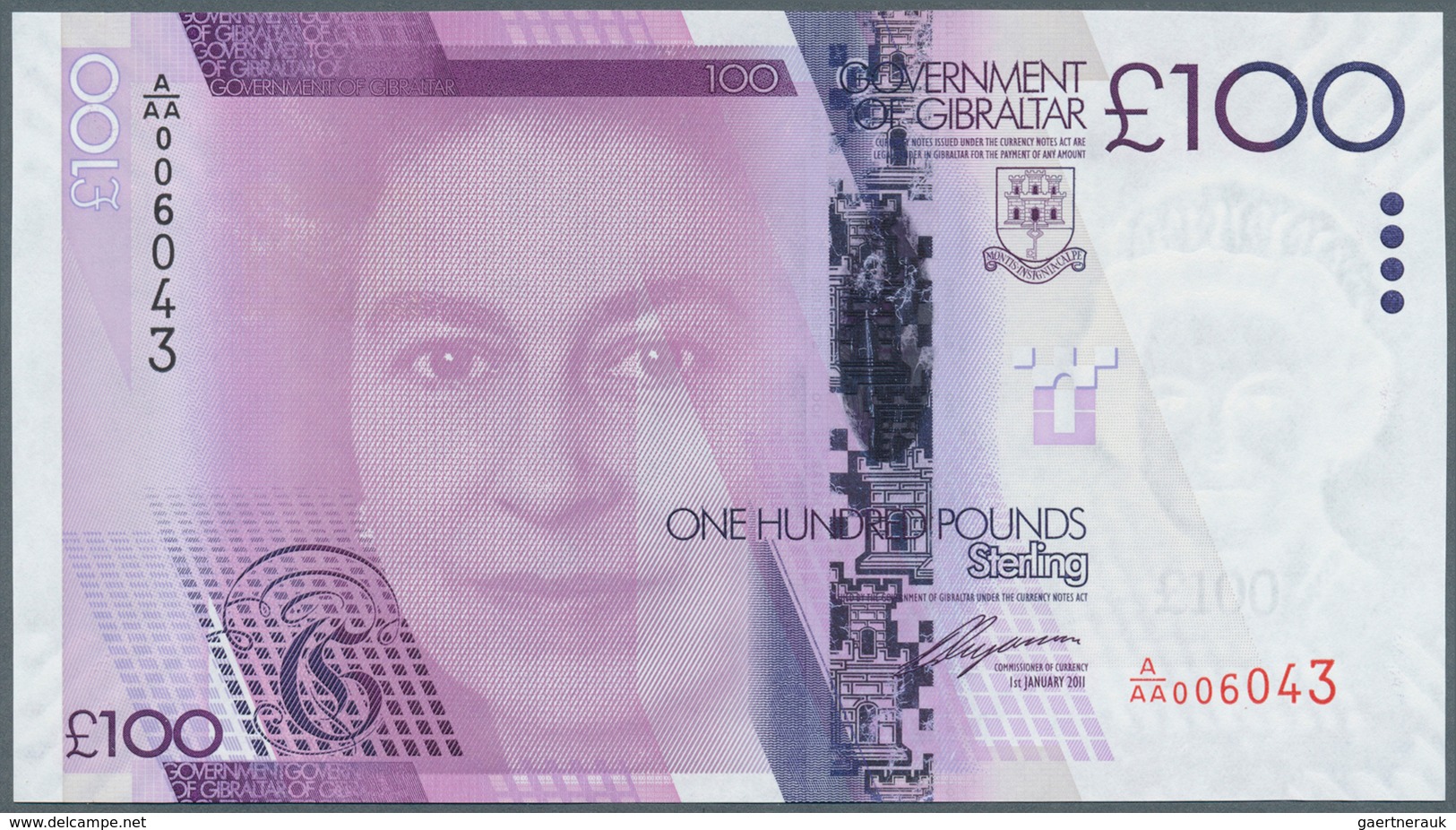 01609 Gibraltar: 100 Pounds 2011 P. 39 In Condition UNC. - Gibraltar