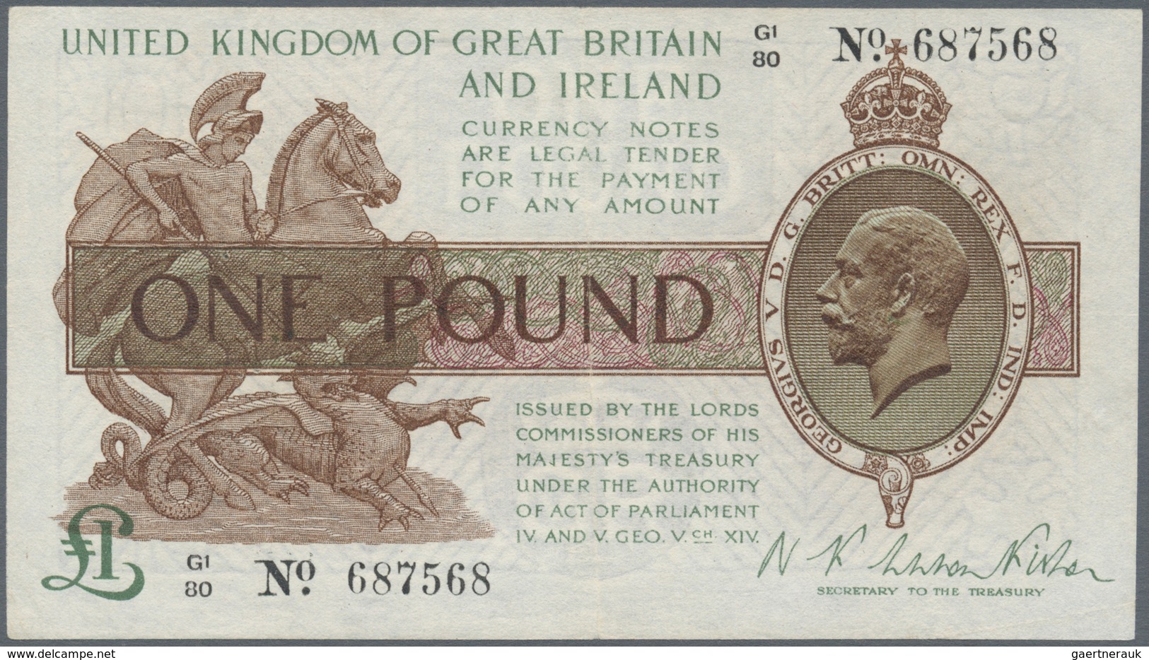 01618 Great Britain / Großbritannien: 1 Pound ND P. 359a, Light Folds In Paper, Pressed, A Few Pinholes At - Other & Unclassified