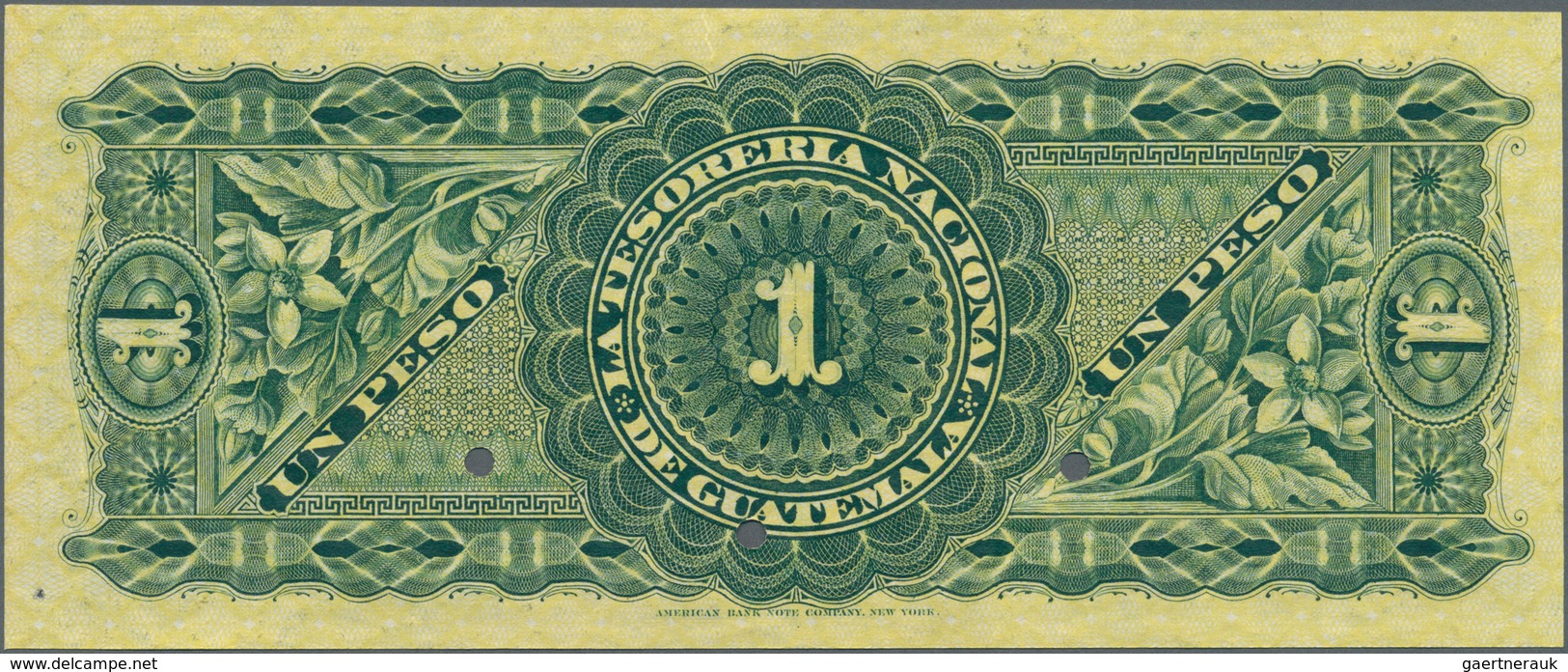 01655 Guatemala: 1 Peso ND(1881) SPECIMEN P. A4s. This Note Is A Real Beauty With Its Classic Design And V - Guatemala