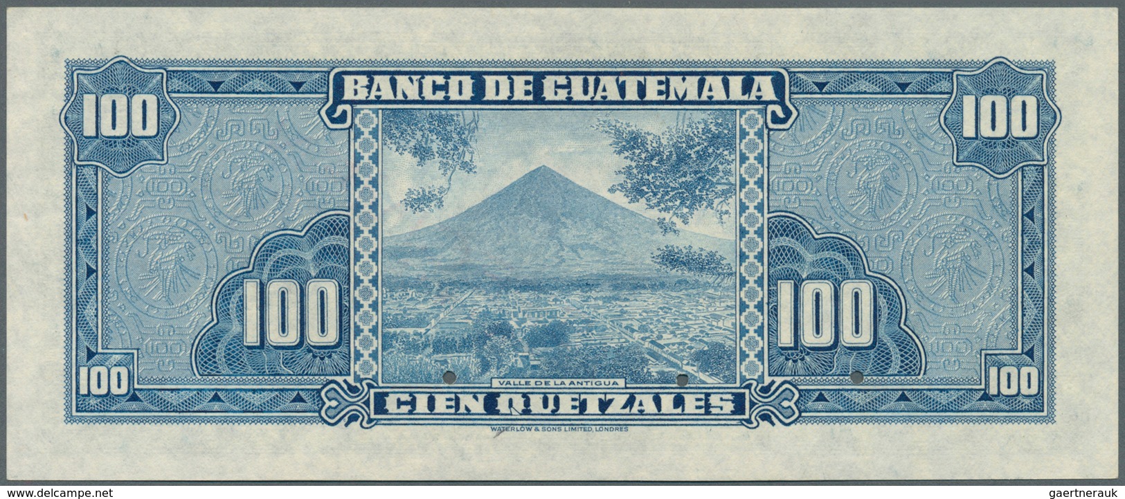 01657 Guatemala: Banco De Guatemala 100 Quetzales 1959-65 SPECIMEN By Waterlow & Sons Ltd., P.49s In Perfe - Guatemala