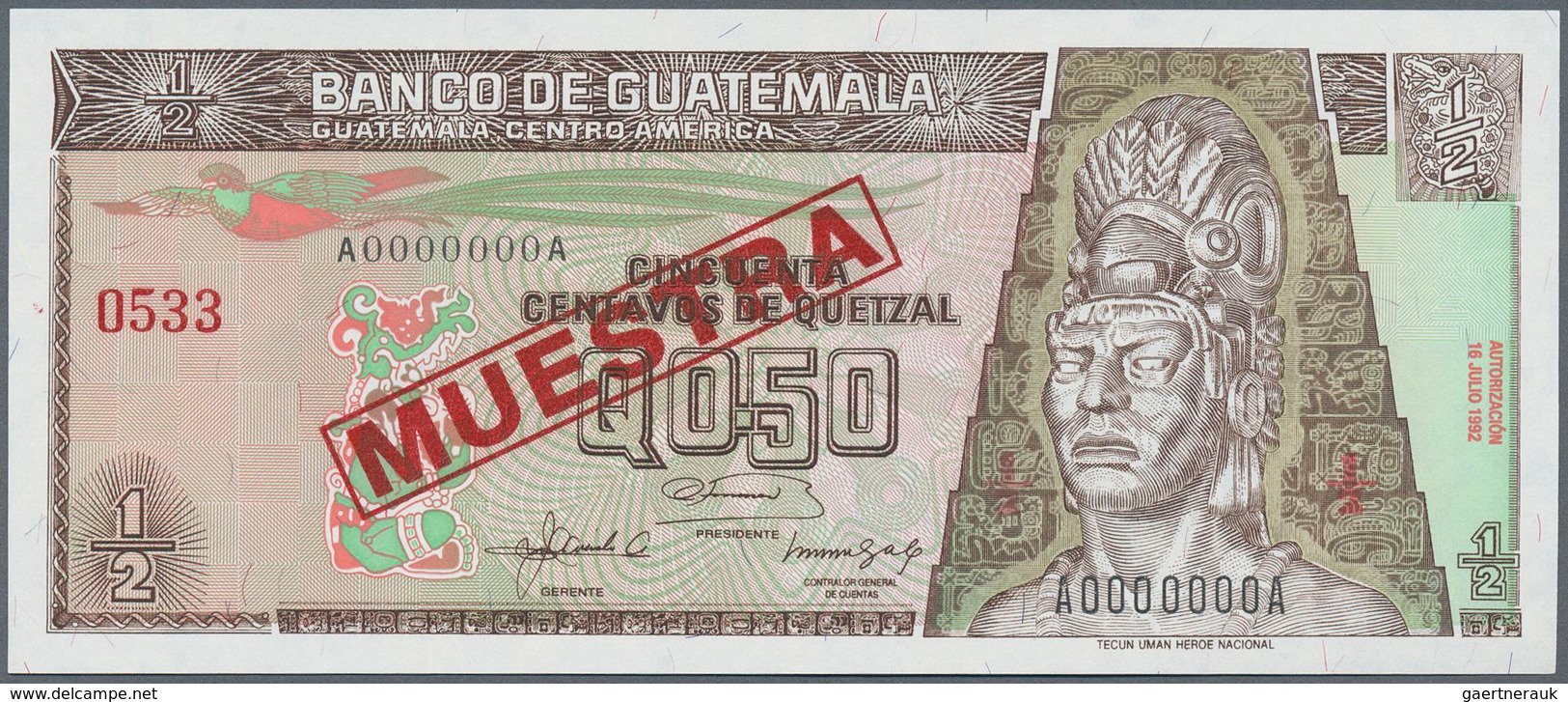 01659 Guatemala: 1/2 Quetzal 1992 Specimen P. 79s In Condition: UNC. - Guatemala