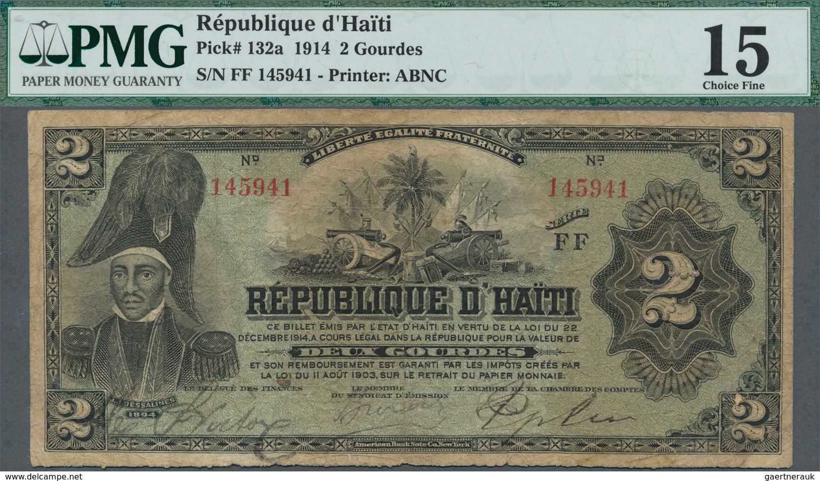 01668 Haiti: 1 Gourde 1916 P.137 PMG 20 And 2 Gourdes 1914 P.132a PMG 15 (2 Pcs.) - Haïti