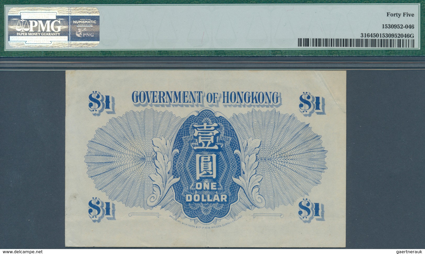 01682 Hong Kong: 1 Dollar ND(1940-41) P. 316 In Condition: PMG Graded 45 Choice XF. - Hong Kong