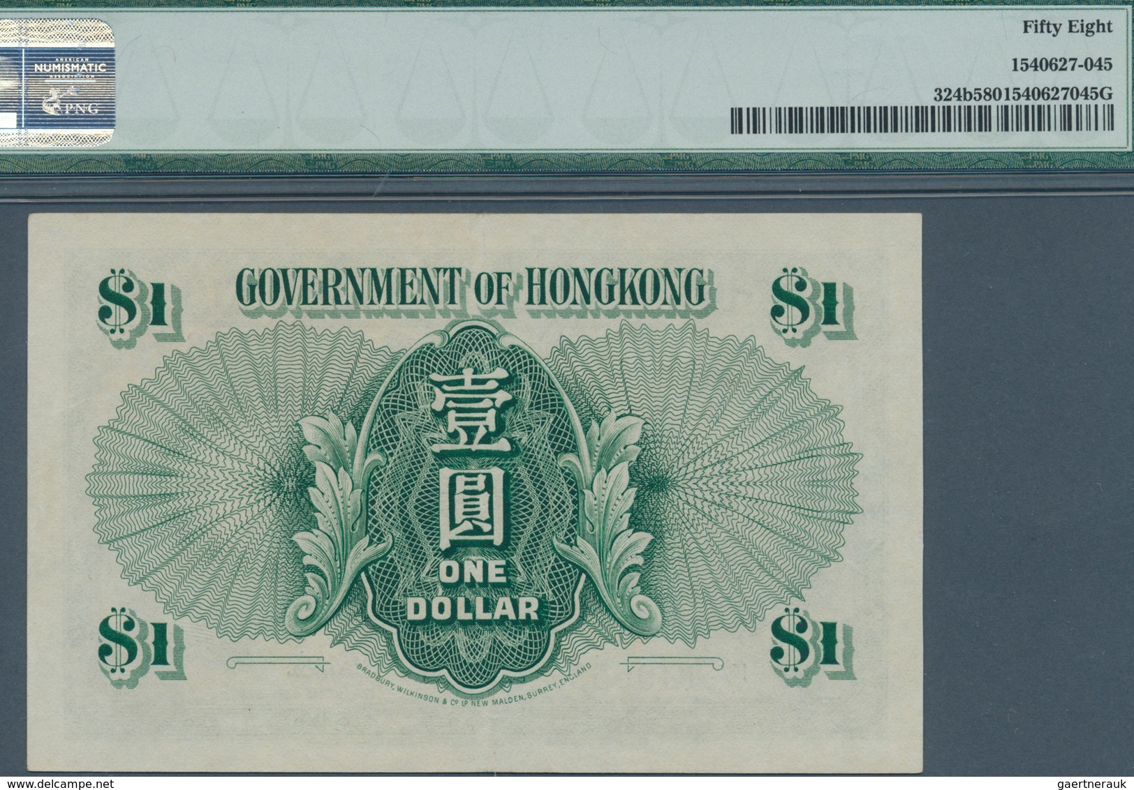 01684 Hong Kong: 1 Dollar 1952 P. 324b In Condition: PMG Graded 58 Choice AUNC. - Hong Kong