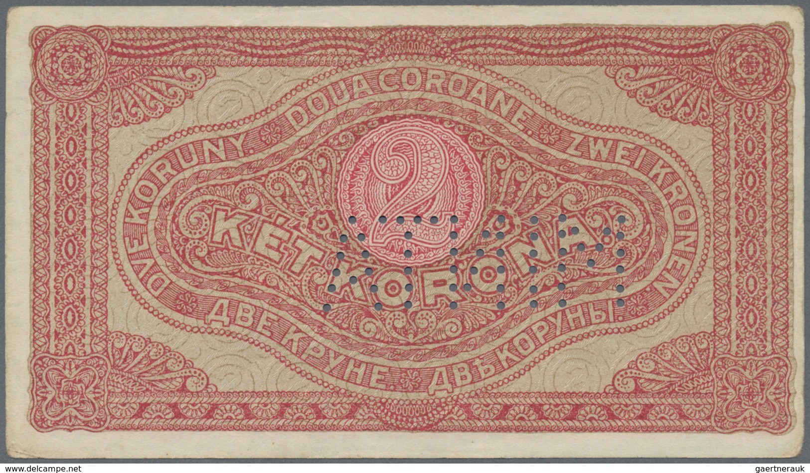 01688 Hungary / Ungarn: 2 Korona 1920 Specimen, P.58s With Perforation "MINTA", Lightly Toned Paper And Ro - Ungheria