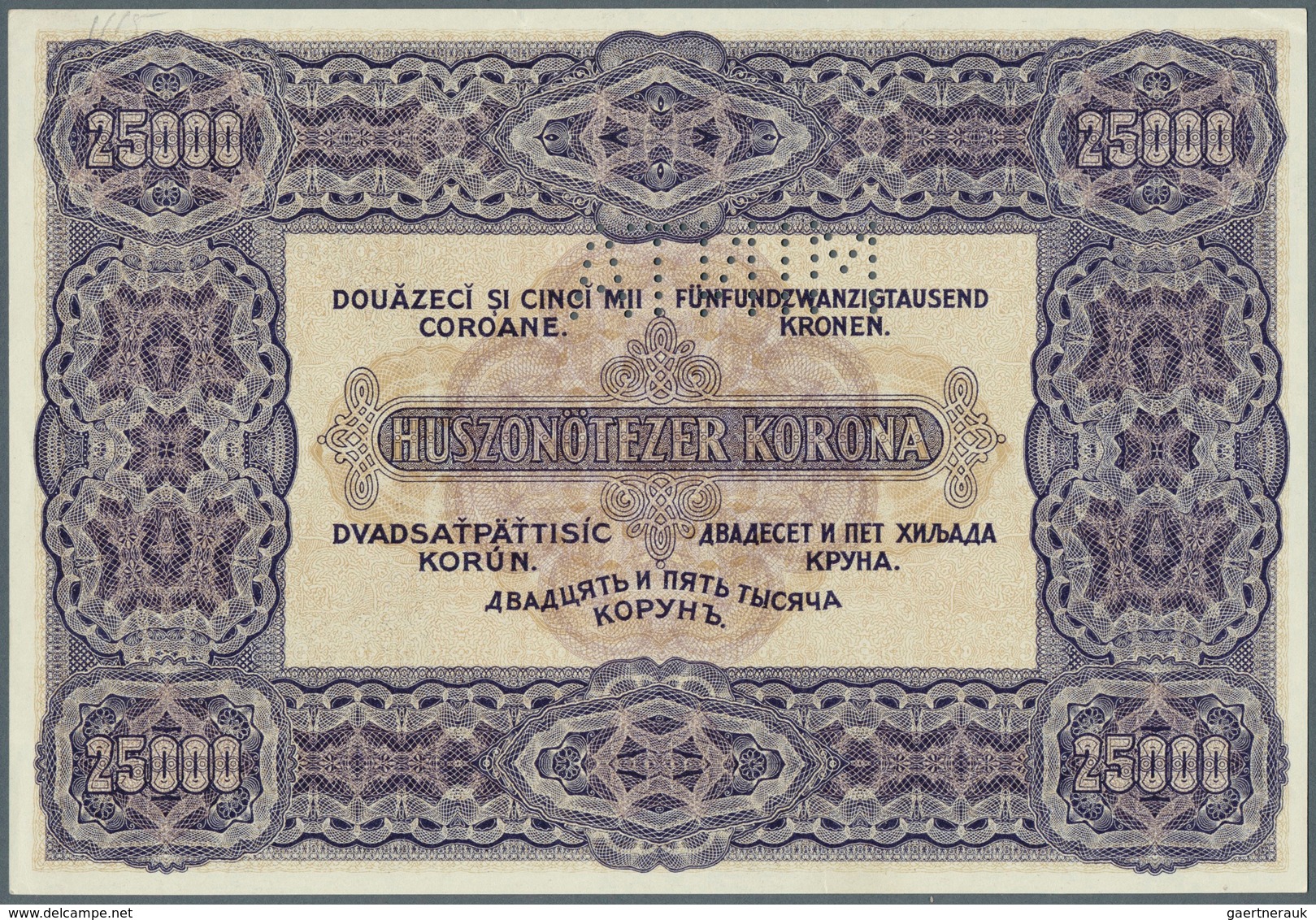 01691 Hungary / Ungarn: Penzügyminiszterium, 25.000 Korona 1922 MINTA (Specimen), P.69s, Tiny Dint At Uppe - Hongarije