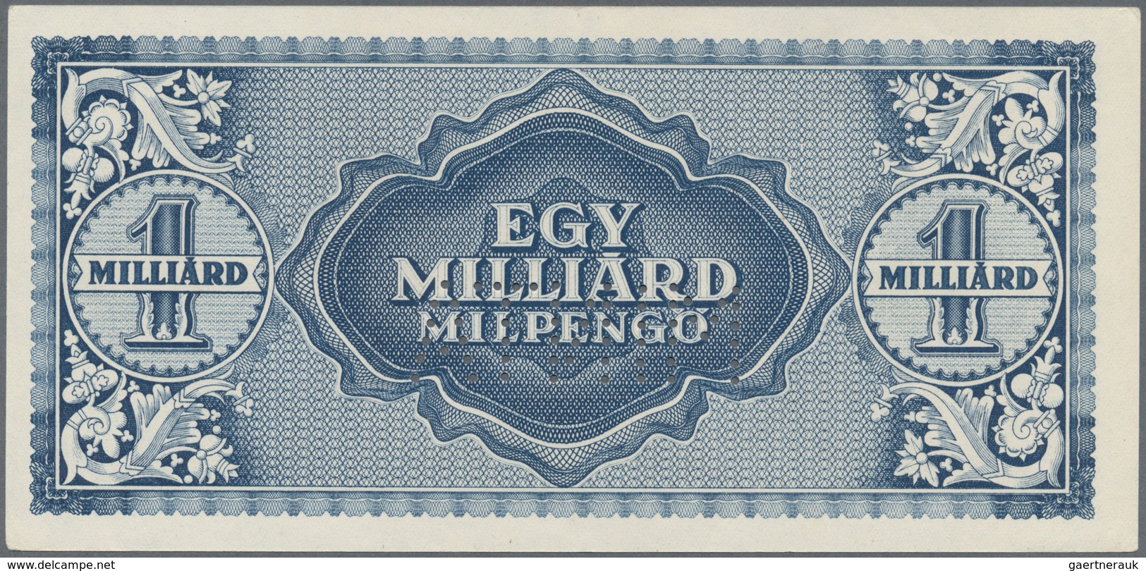 01707 Hungary / Ungarn: 1 Milliard Milpengö 1946 Specimen, P.131s With Perforation "MINTA" In AUNC Conditi - Hungría