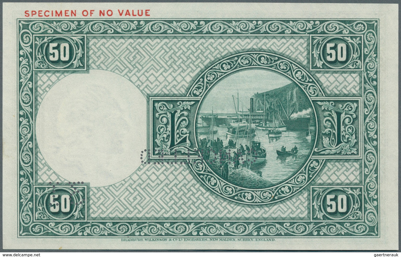 01719 Iceland / Island: 50 Kronur 1956 Specimen P. 34s, "cancelled" Perforation, Specimen Overprint, Zero - Iceland