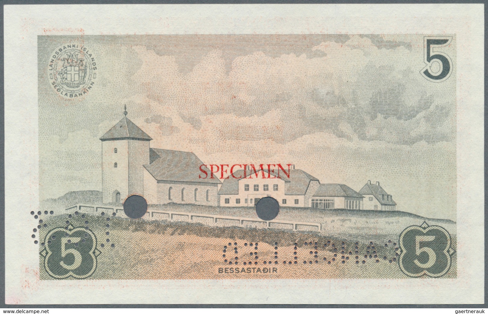 01720 Iceland / Island: 5 Kronur L.21.06.1957 SPECIMEN, P.37as In Perfect UNC Condition - Islanda