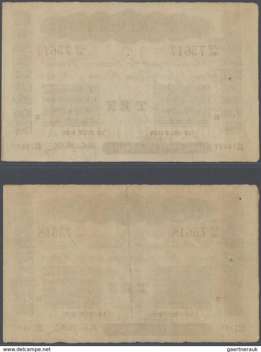 01731 India / Indien: Highly Rare Set Of 2 CONSECUTIVE Notes 10 Rupees 1918 MADRAS Issue P. A10, With Seri - India