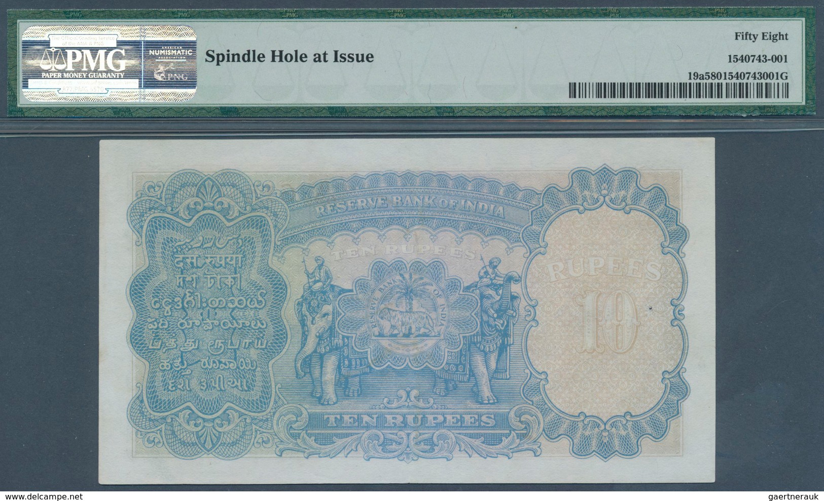 01746 India / Indien: 10 Rupees ND(1937) P. 19a In Condition: PMG Graded 58 Choice AUNC. - India