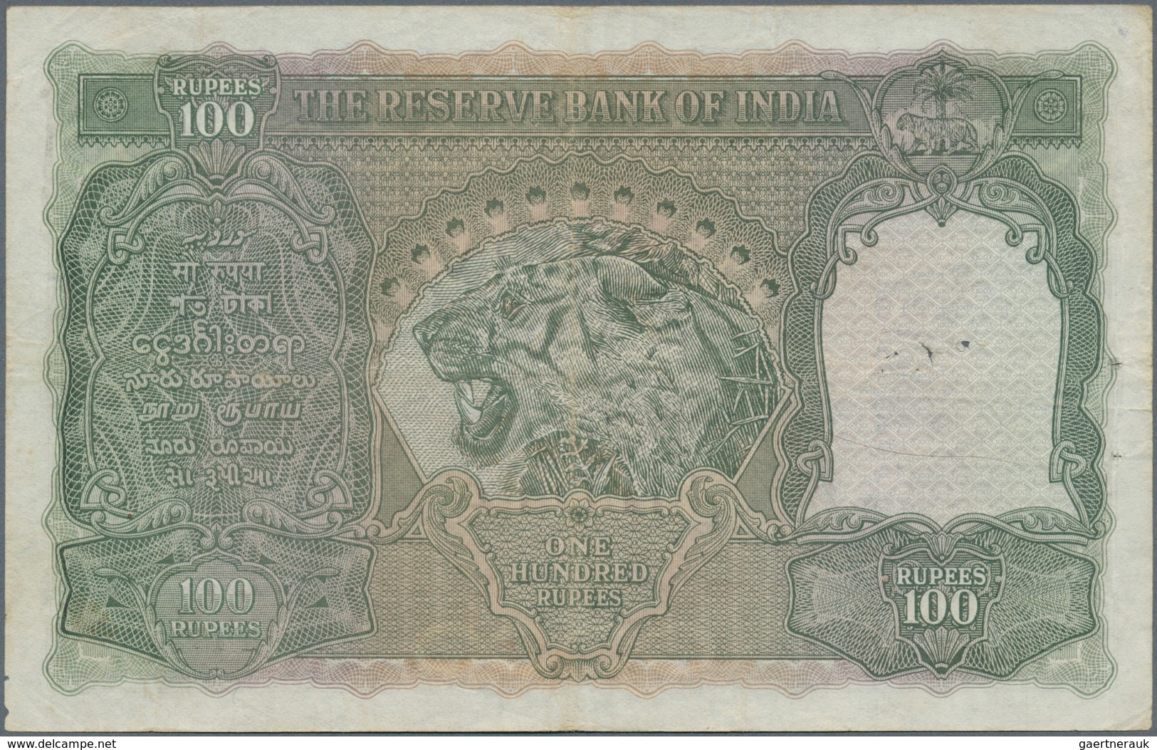 01749 India / Indien: 100 Rupees ND(1937-43) KARACHI Issue P. 20q, Used With Several Folds In Paper, Usual - India