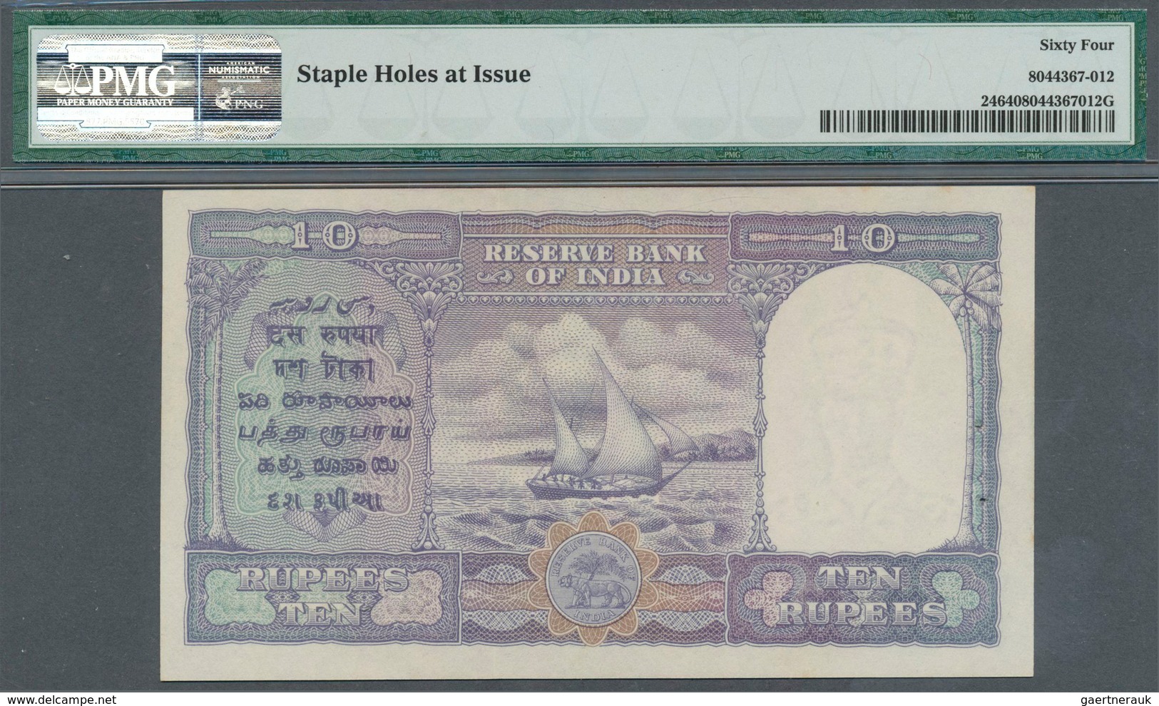 01755 India / Indien: Set Of 3 Consecutive Banknotes 10 Rupees ND(1943) P. 24, All PMG Graded 64 Choice UN - India