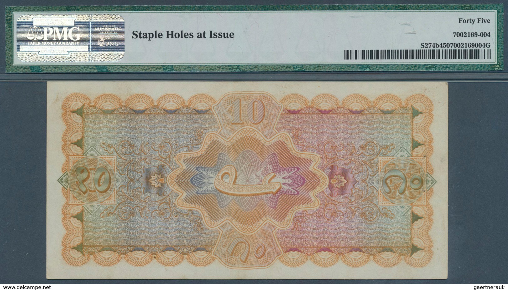 01762 India / Indien: Hyderabad 10 Rupees ND(1939) P. S274b, Condition: PMG Graded 45 Choice XF. - India