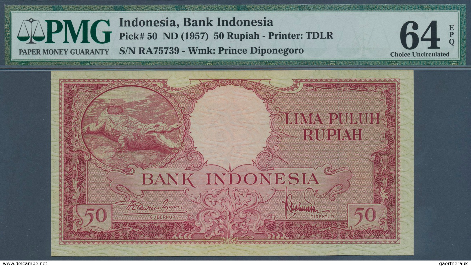 01771 Indonesia / Indonesien: 50 Rupiah ND(1957) P. 50, Condition: PMG Graded 64 Choice UNC EPQ. - Indonesië