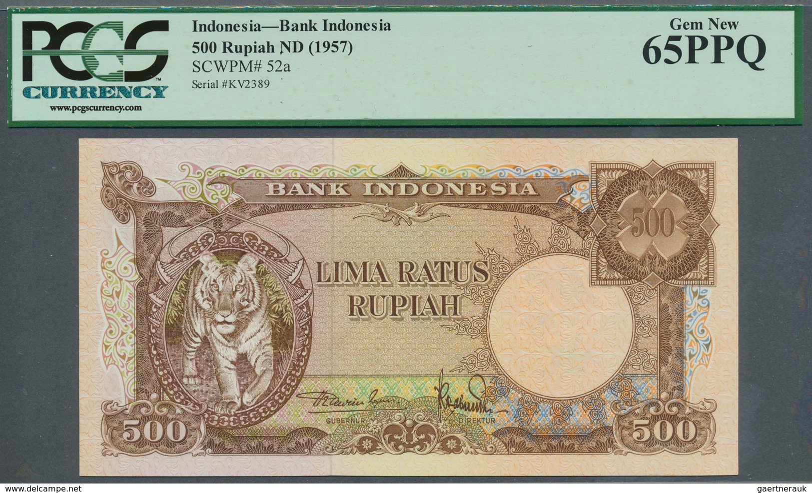 01772 Indonesia / Indonesien: 500 Rupiah ND(1957) P. 52a In Condition: PCGS Graded 65PPQ. - Indonesië