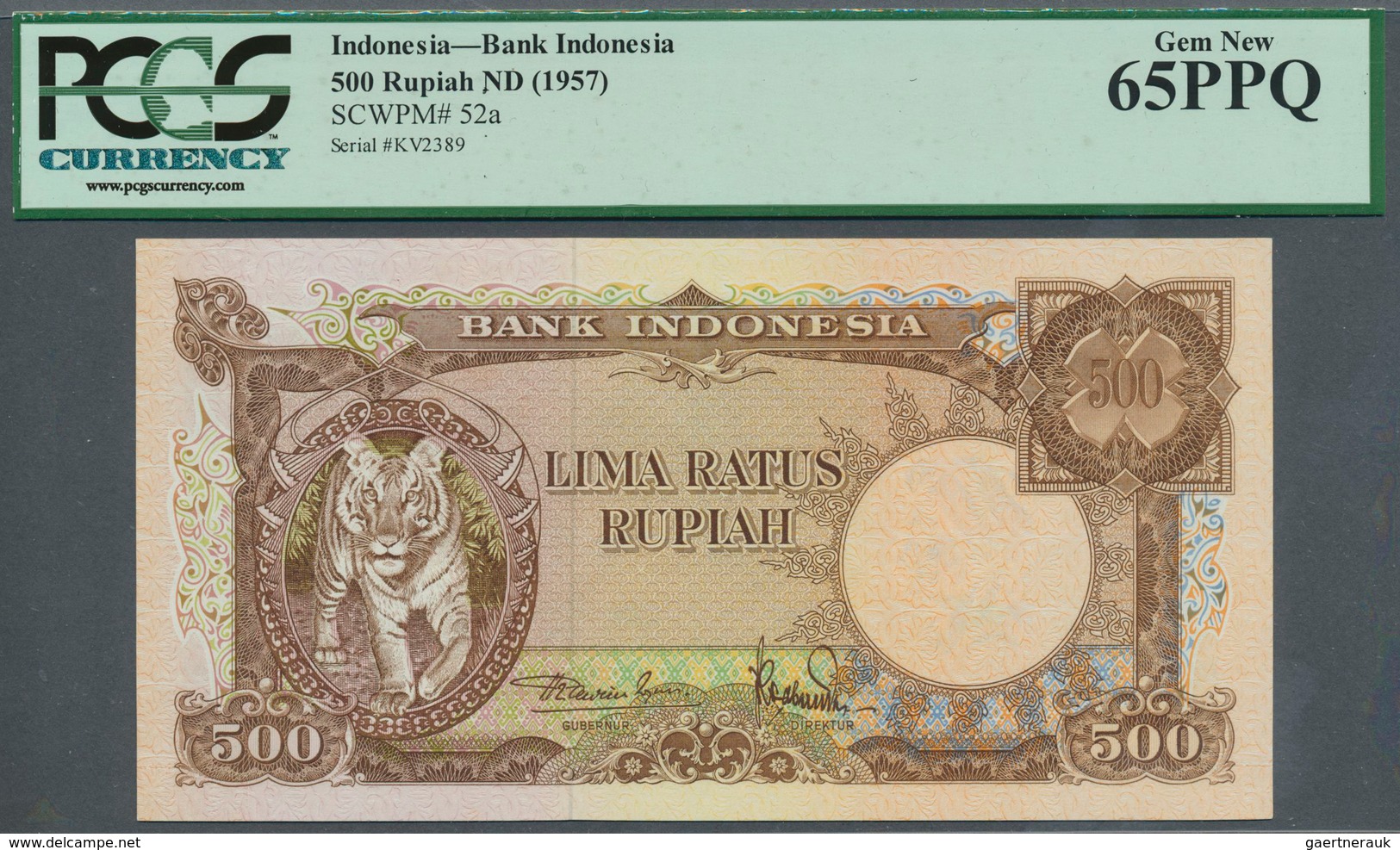 01772 Indonesia / Indonesien: 500 Rupiah ND(1957) P. 52a In Condition: PCGS Graded 65PPQ. - Indonesia