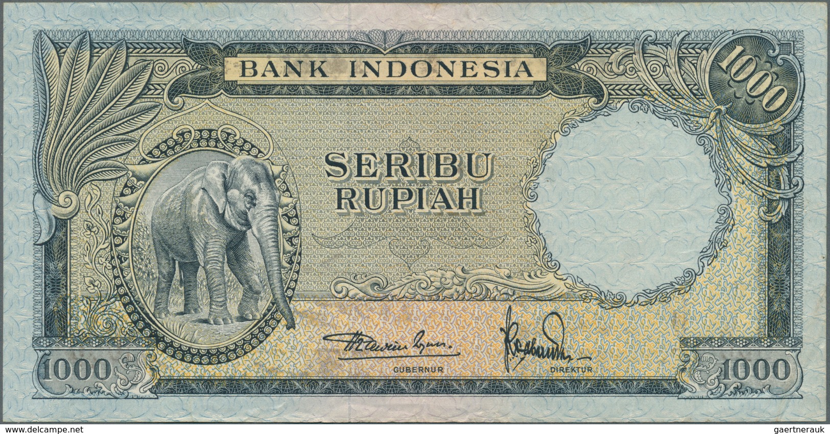 01773 Indonesia / Indonesien: 1000 Rupiah 1957 P. 53, Used With Folds And Creases But Still Crispness In P - Indonesia