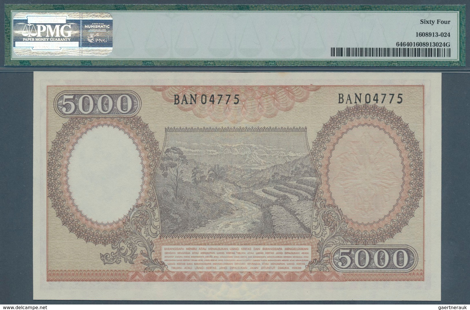 01774 Indonesia / Indonesien: 500 Rupiah 1958 P. 64, Condition: PMG Graded 64 Choice UNC. - Indonesia