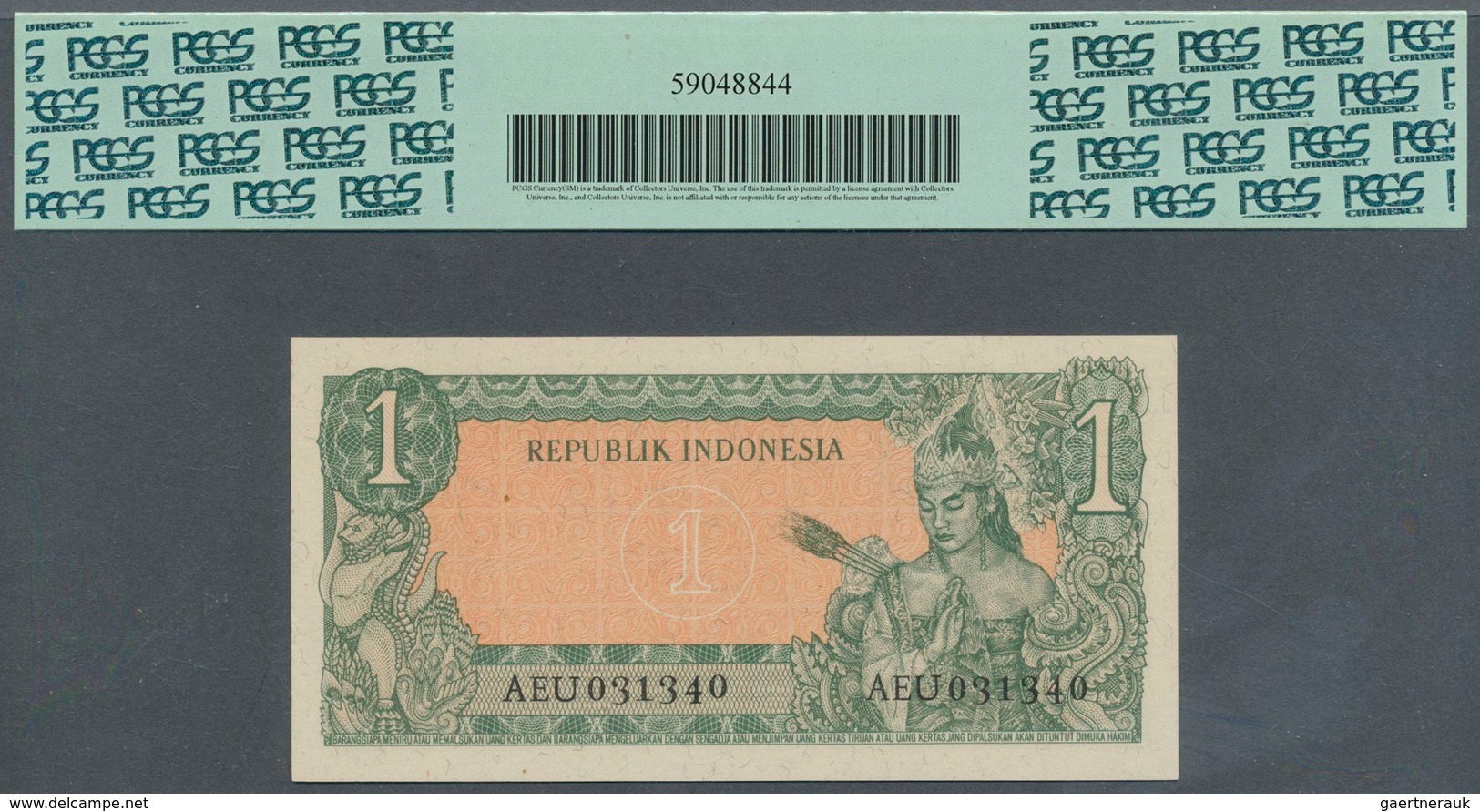 01775 Indonesia / Indonesien: Borneo Issue 1 Rupiah 1961 P. 79A In Condition: PCGS Graded Gem New 66PPQ. - Indonesië