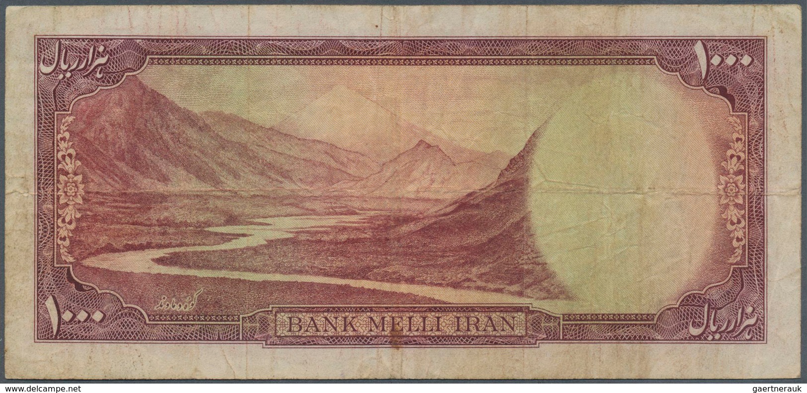 01802 Iran: 1000 Rials 1951 P. 53 In Used Condition With Several Folds And Creases But Not Washed Or Press - Irán