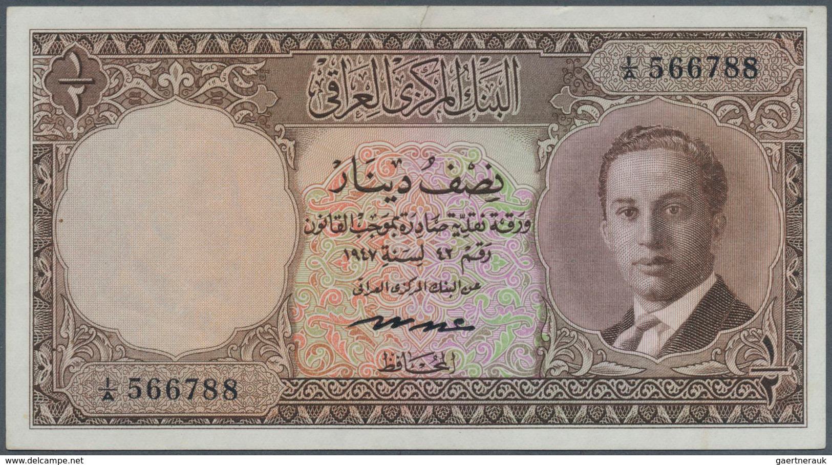 01809 Iraq / Irak: 1/2 Dinar ND(1955) P. 38, In Crisp Paper Condition, Not Washed Or Pressed, A Minor Tear - Irak