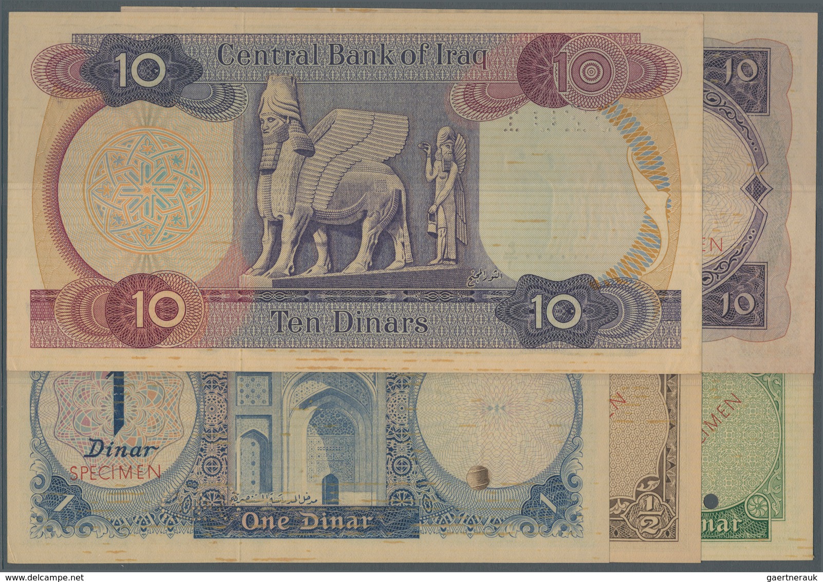 01811 Iraq / Irak: Set Of 5 Different Specimen Banknotes Containing 1/4 Dinar ND P. 51s, 1/2 Dinar ND P. 5 - Irak