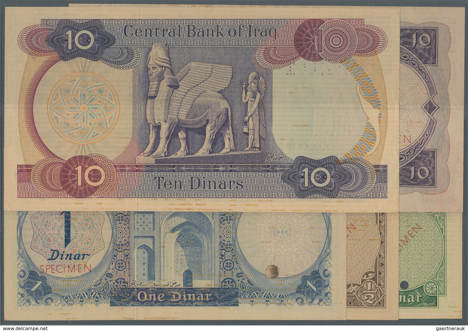 01811 Iraq / Irak: Set Of 5 Different Specimen Banknotes Containing 1/4 Dinar ND P. 51s, 1/2 Dinar ND P. 5 - Iraq