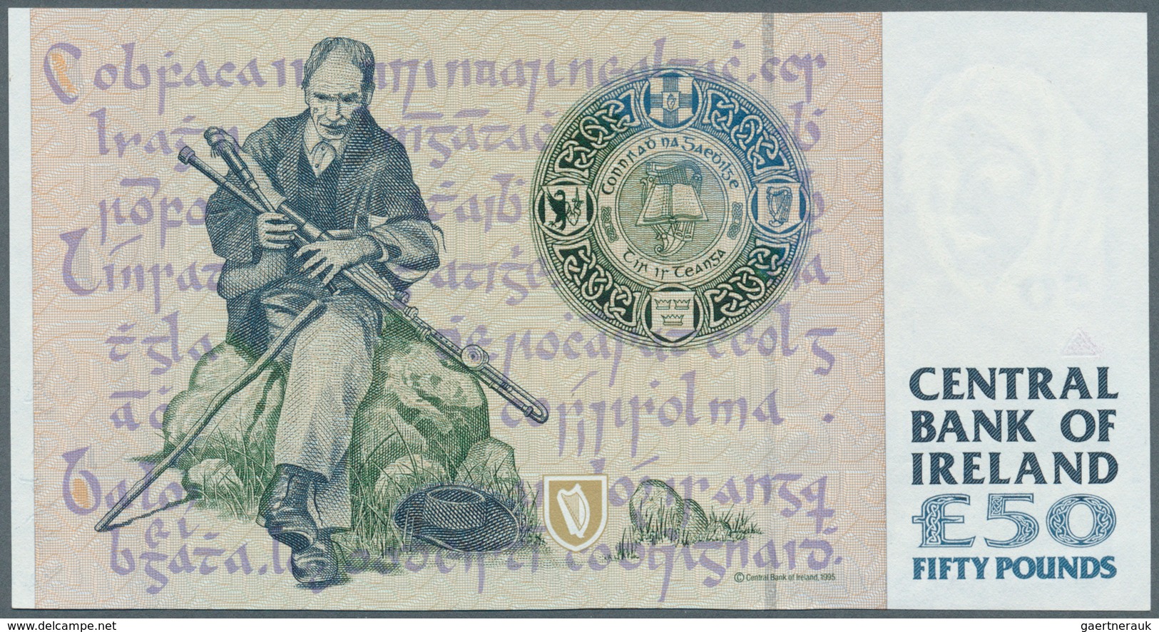 01818 Ireland / Irland: 50 Pounds 1995 P. 78a With Light Vertical Folds, Condition: XF. - Irland