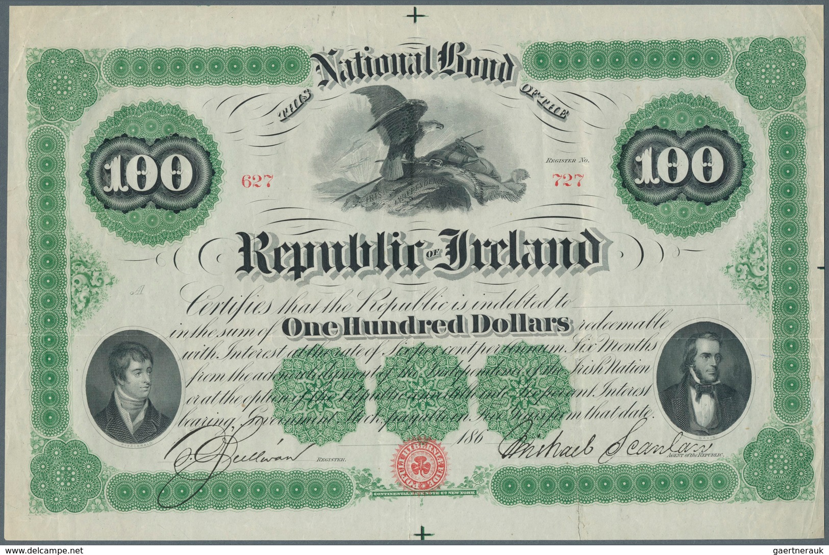 01819 Ireland / Irland: "The Republic Of Ireland" 100 Dollars 186x P. NL, Highly Rare And Seldom Seen High - Irlanda