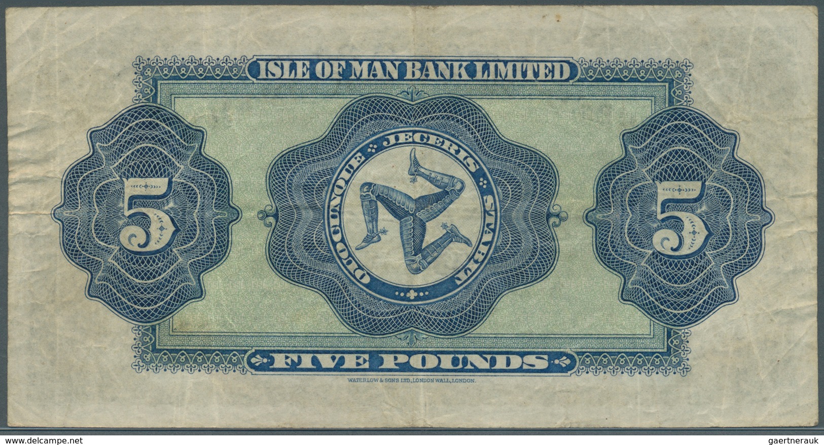 01820 Isle Of Man: 5 Pounds 1927, P.5 Bwith Several Handling Marks Like Folds, Lightly Yellowed Paper And - Otros & Sin Clasificación