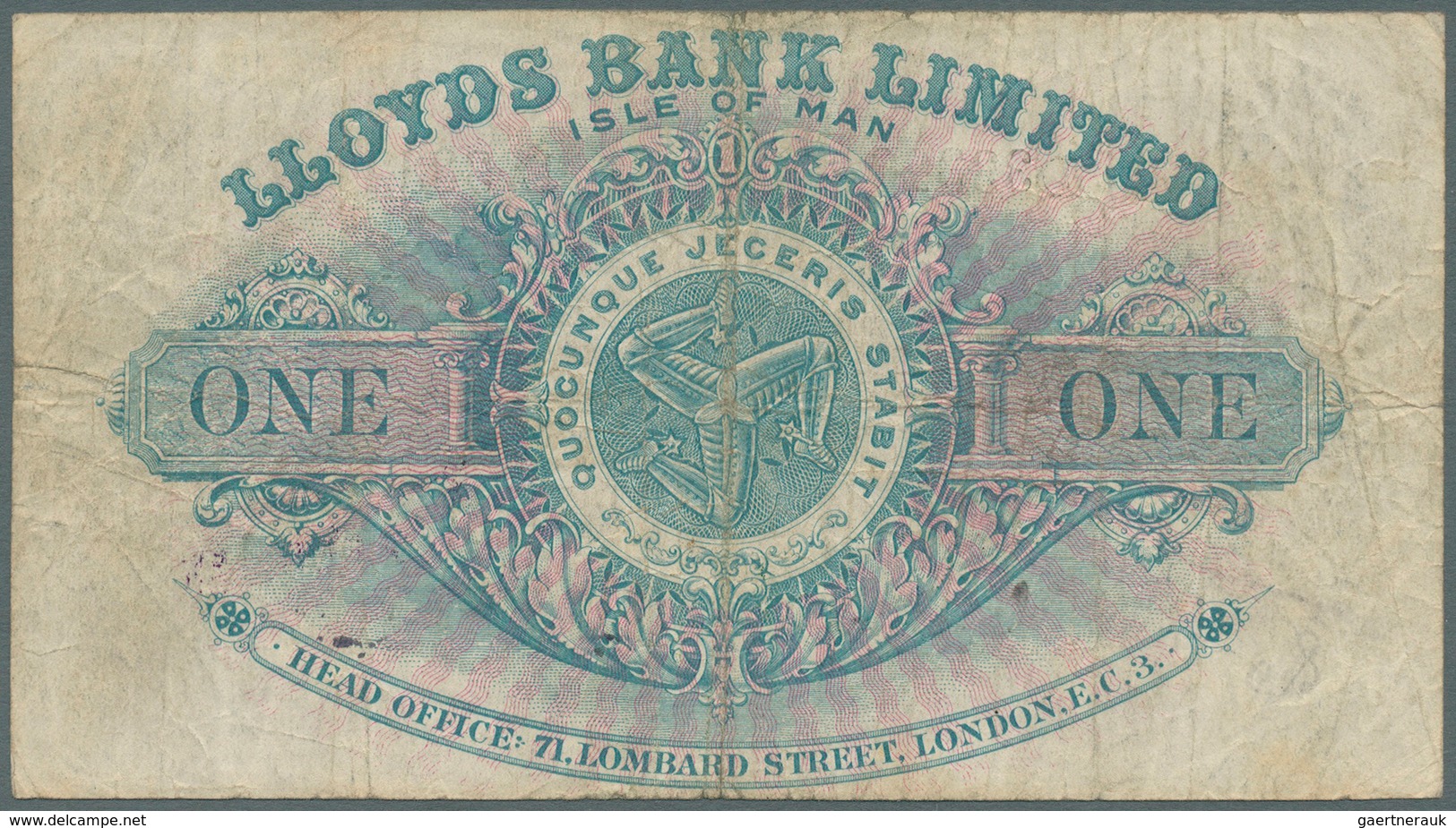 01824 Isle Of Man: 1 Pound 1955 Lloyds Bank Ltd P. 13a, Used With Several Folds, No Holes Or Tears But A B - Otros & Sin Clasificación