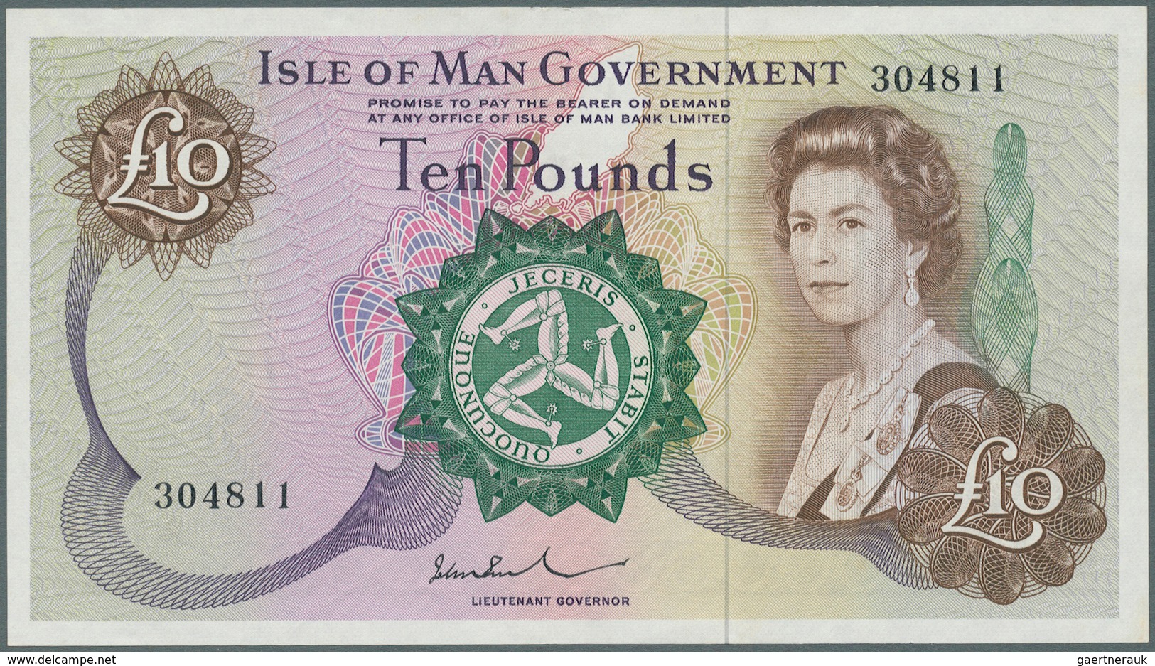 01830 Isle Of Man: 10 Pounds ND(1972) P. 31b, Very Light Center Fold And A Few Dints In Paper But Still Ve - Otros & Sin Clasificación