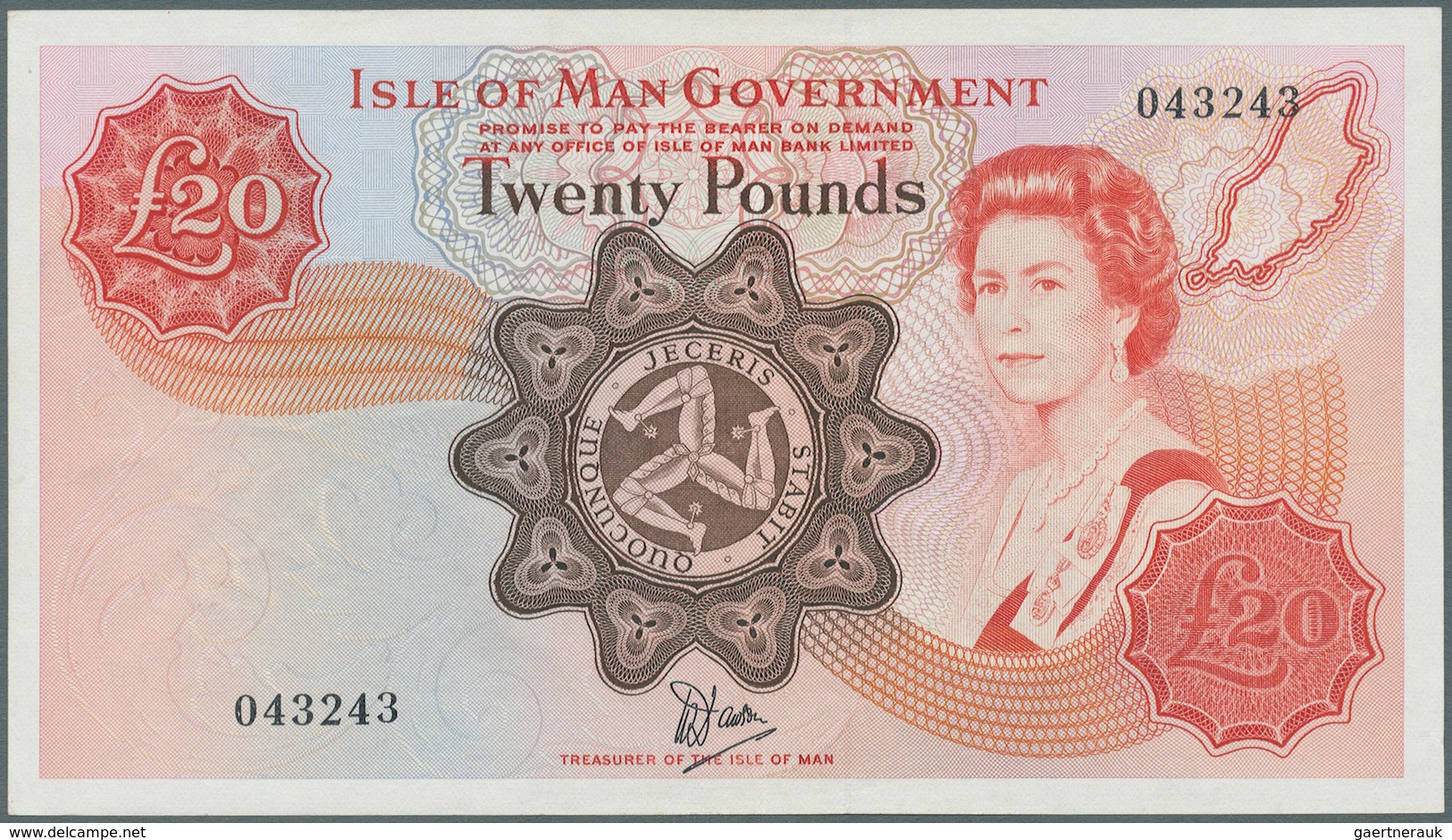 01832 Isle Of Man: 20 Pounds ND(1979) P. 37a, Very Light Center Fold, Some Creases In Paper But Still Cris - Altri & Non Classificati