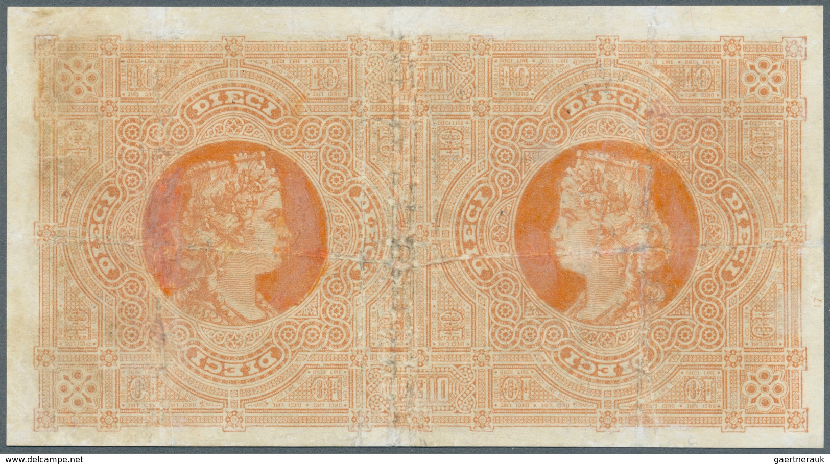 01842 Italy / Italien: 10 Lire 1881 P. 13, Rare Note, Restored At All 4 Borders And At Center, Pressed, St - Other & Unclassified