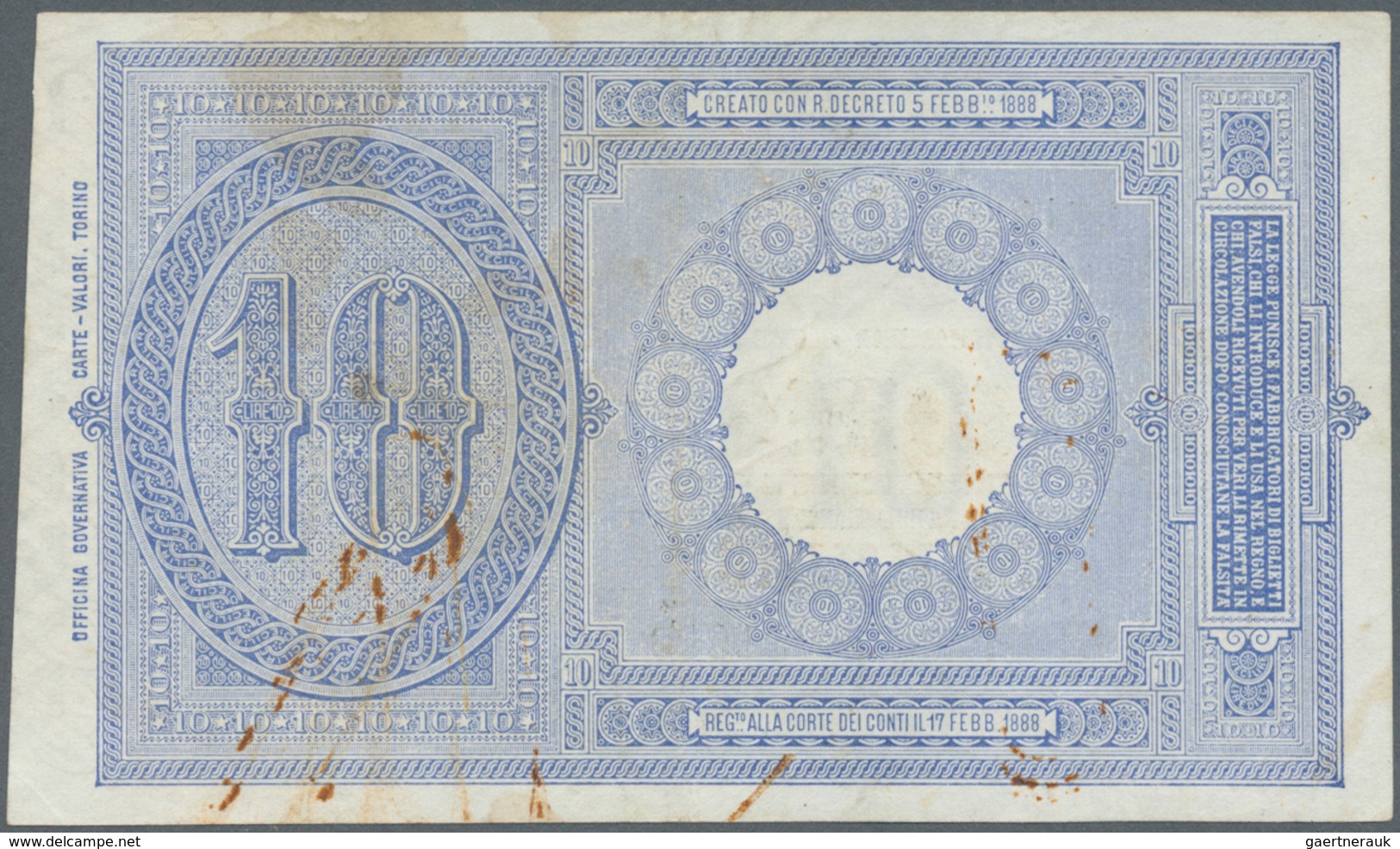 01844 Italy / Italien: Set Of 3 Different Banknotes 10 Lire L.1888, P. 20c (pressed, F), P. 20h (aUNC), P. - Altri & Non Classificati