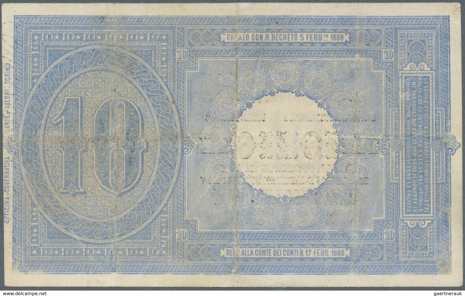 01844 Italy / Italien: Set Of 3 Different Banknotes 10 Lire L.1888, P. 20c (pressed, F), P. 20h (aUNC), P. - Andere & Zonder Classificatie