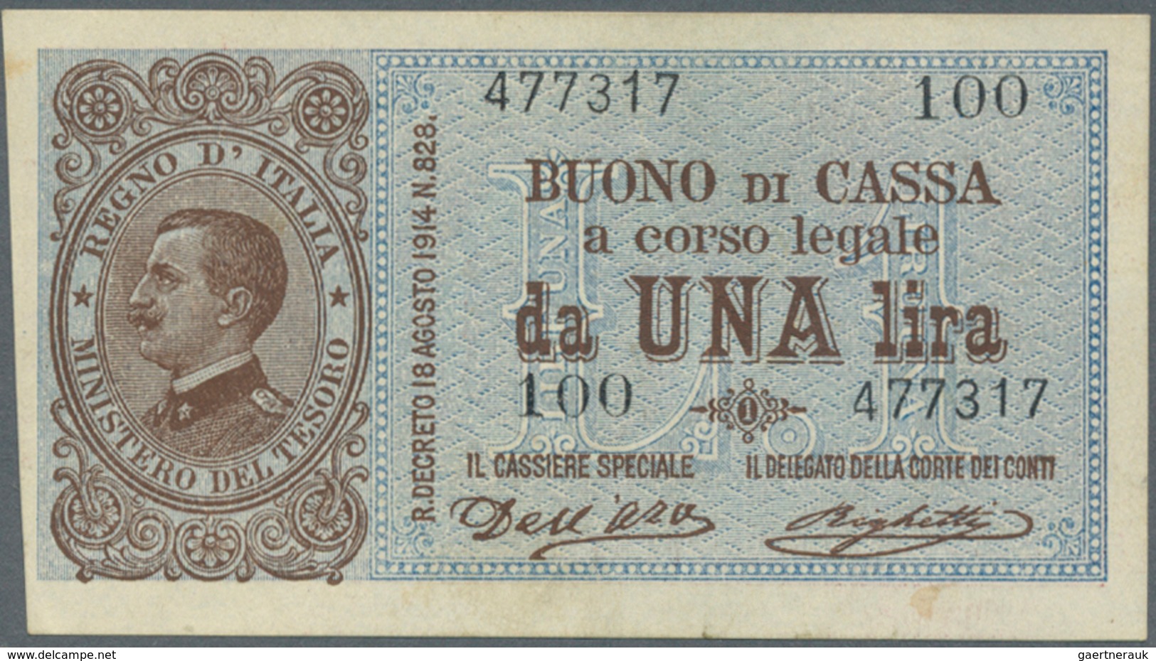 01848 Italy / Italien: Set Of 2 Notes 1 Lira L.1914 P. 36a,b, XF And AUNC, Nice Set. (2 Pcs) - Altri & Non Classificati