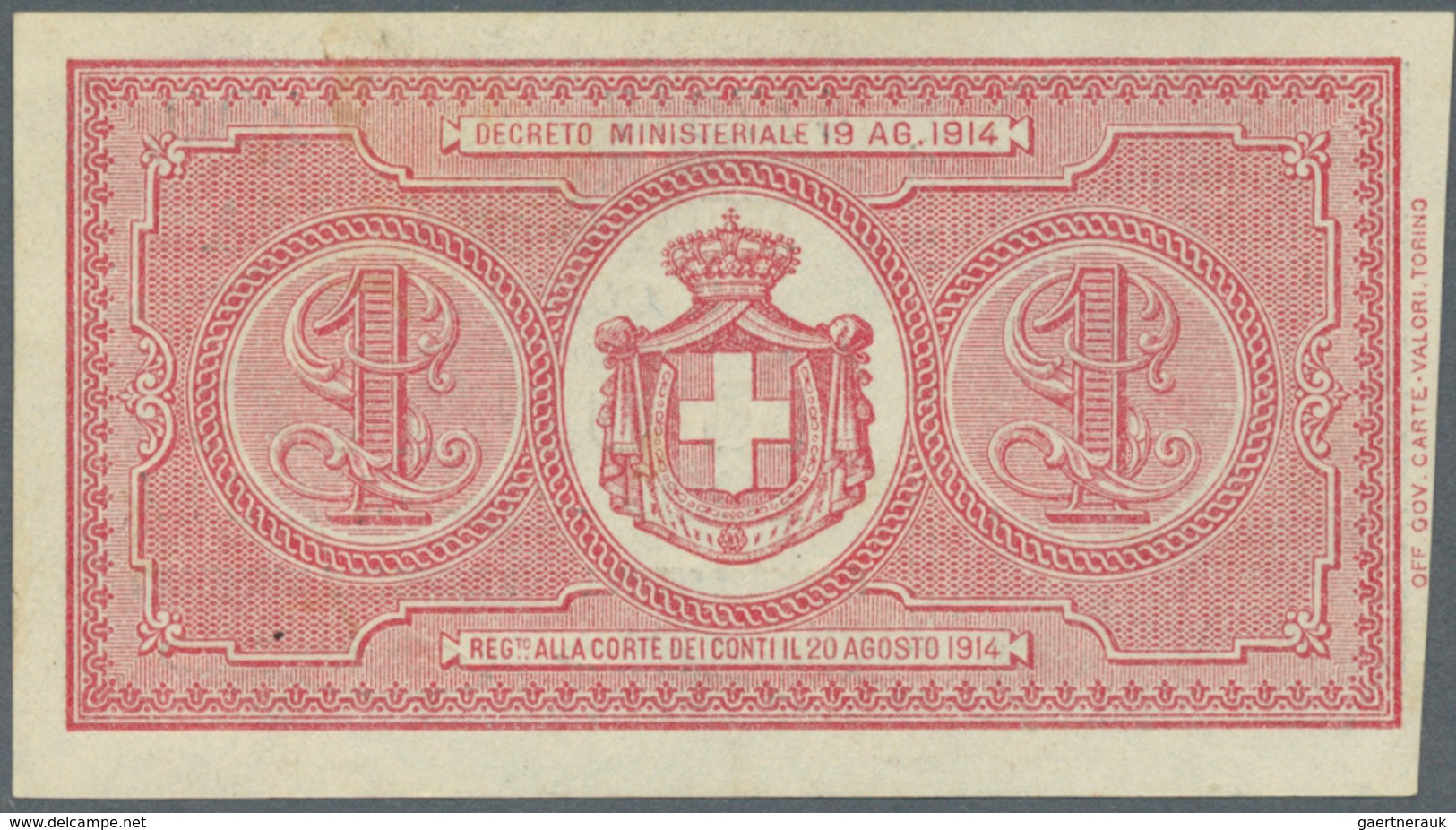 01848 Italy / Italien: Set Of 2 Notes 1 Lira L.1914 P. 36a,b, XF And AUNC, Nice Set. (2 Pcs) - Otros & Sin Clasificación