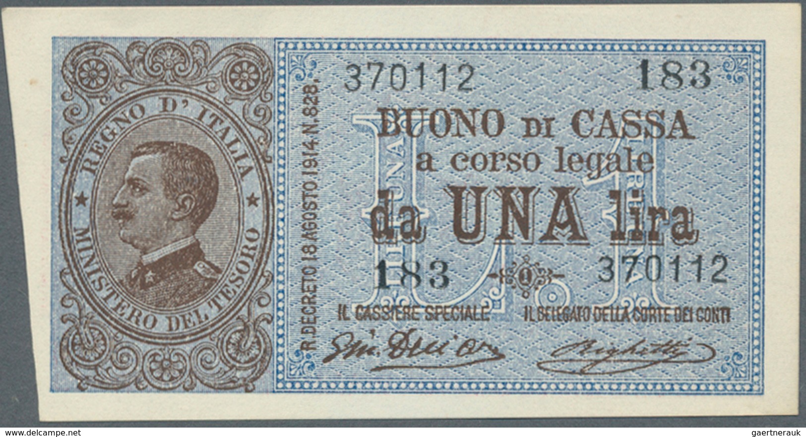 01848 Italy / Italien: Set Of 2 Notes 1 Lira L.1914 P. 36a,b, XF And AUNC, Nice Set. (2 Pcs) - Otros & Sin Clasificación