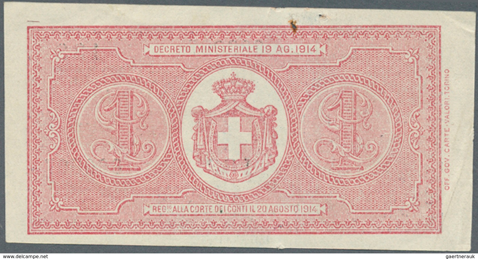 01849 Italy / Italien: Set Of 2 Different Notes Containing 1 Lira L.1914 P. 36a (2 Pinholes With Rust Trac - Otros & Sin Clasificación